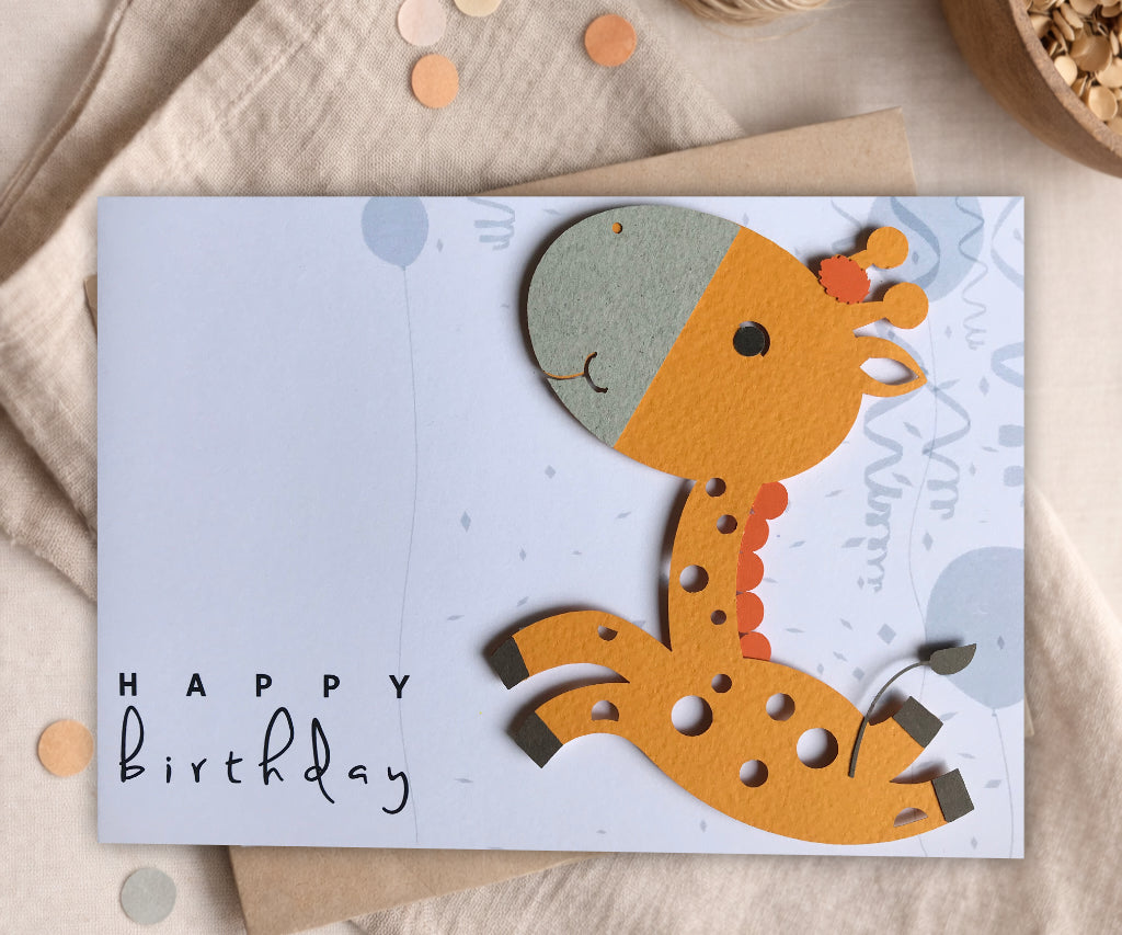Cute Giraffe Handmade Birthday Card |3D Keepsake Greeting Card for Kids