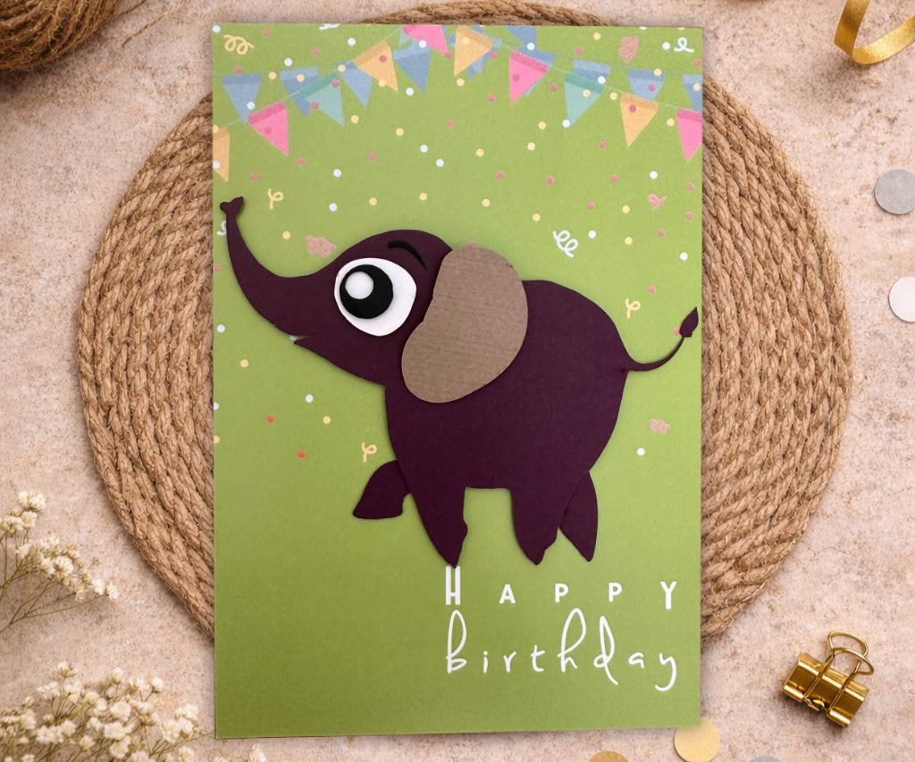 Elephant Handmade Birthday Card | 3D Keepsake Greeting Card