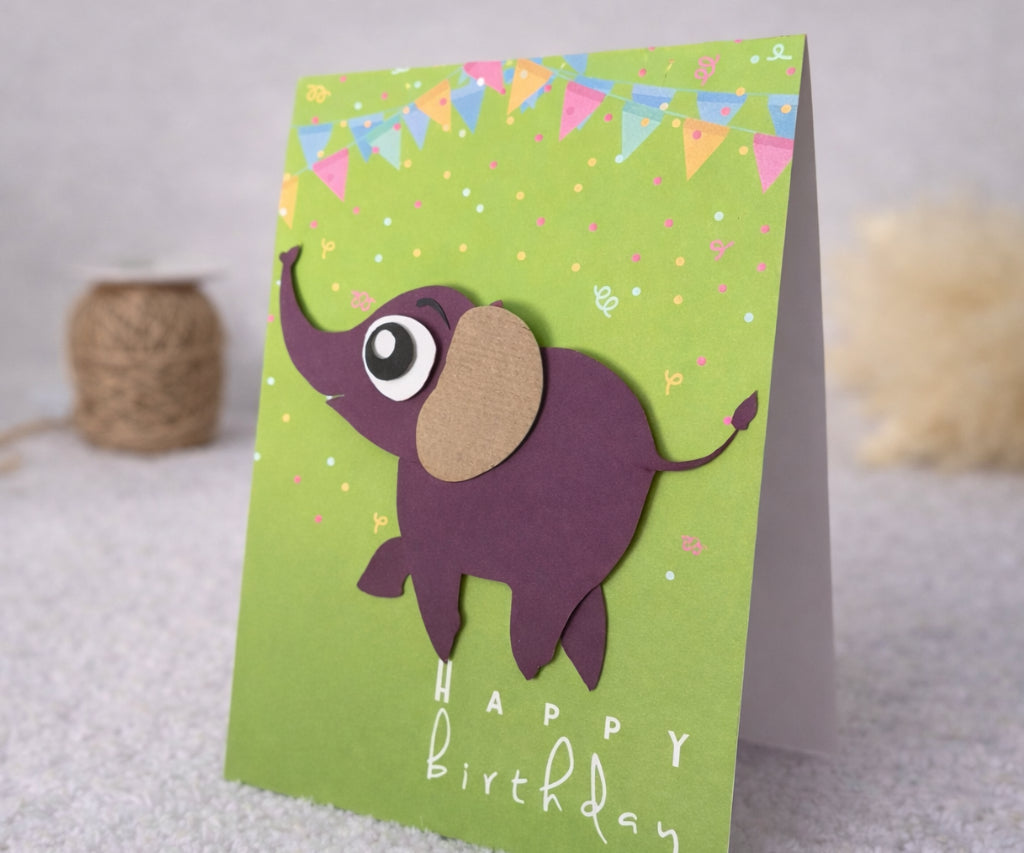 Elephant Handmade Birthday Card | 3D Keepsake Greeting Card