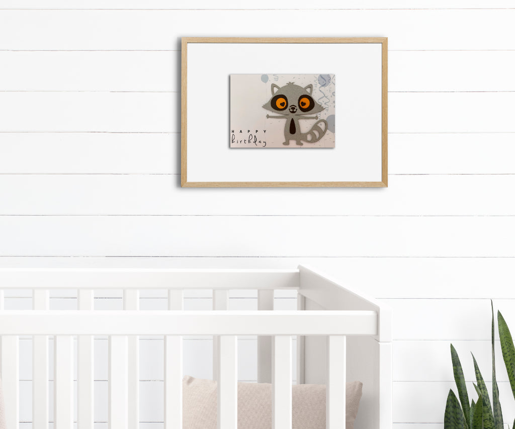 Raccoon Handmade Birthday Card |3D Keepsake Greeting Card for Kids