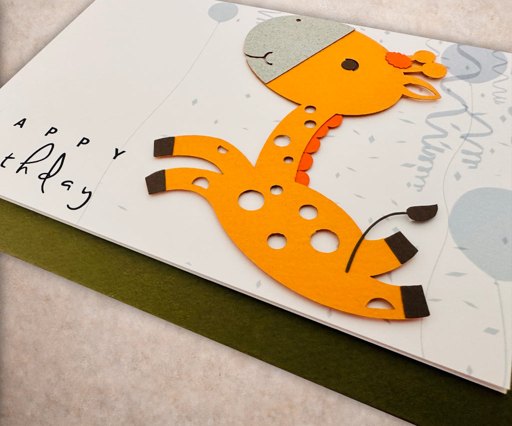 Cute Giraffe Handmade Birthday Card |3D Keepsake Greeting Card for Kids