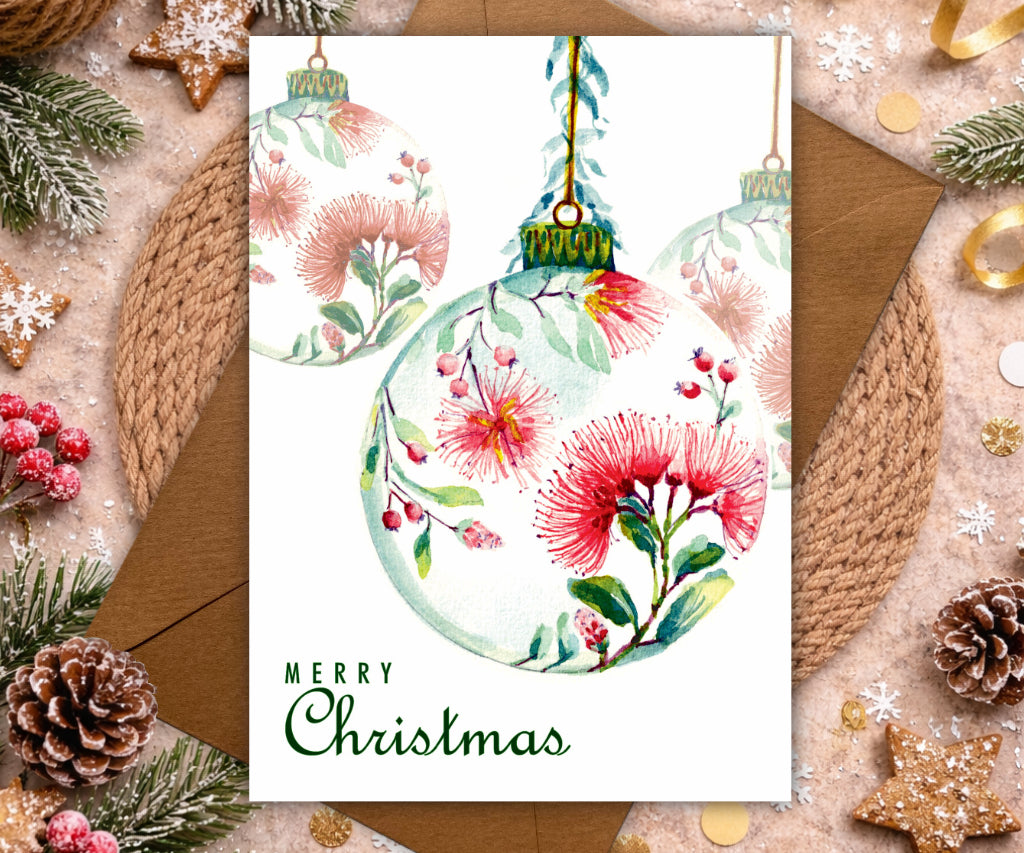 Pōhutukawa Christmas Bauble Card