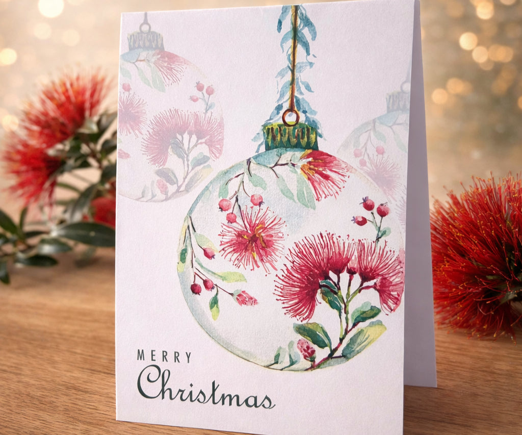 Pōhutukawa Christmas Bauble Card