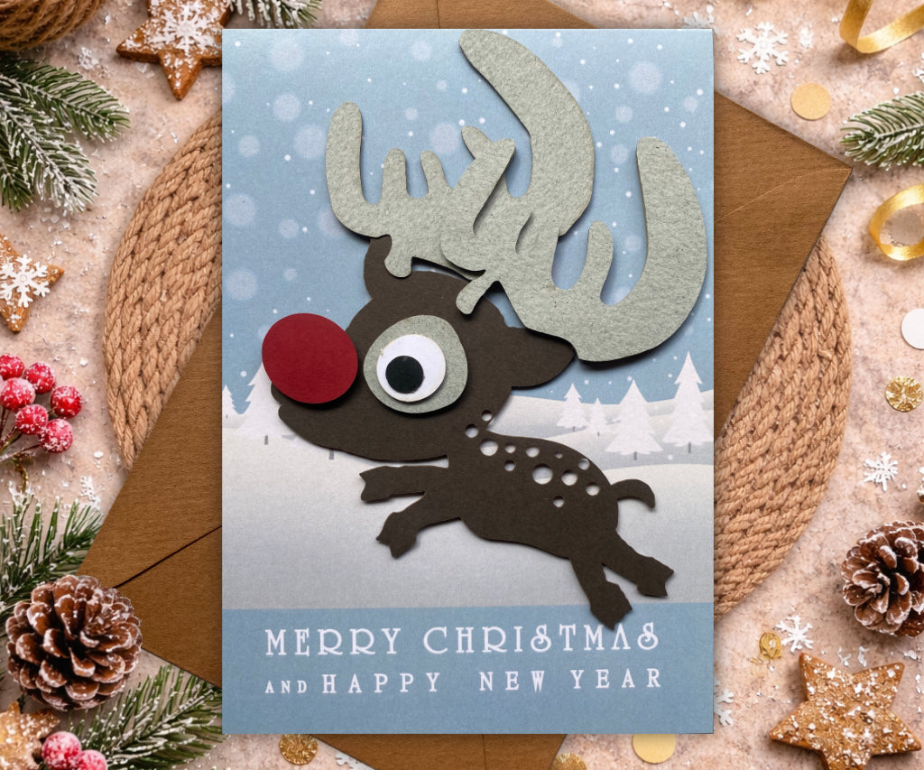 Reindeer Handmade Christmas Card |3D Keepsake Greeting Card