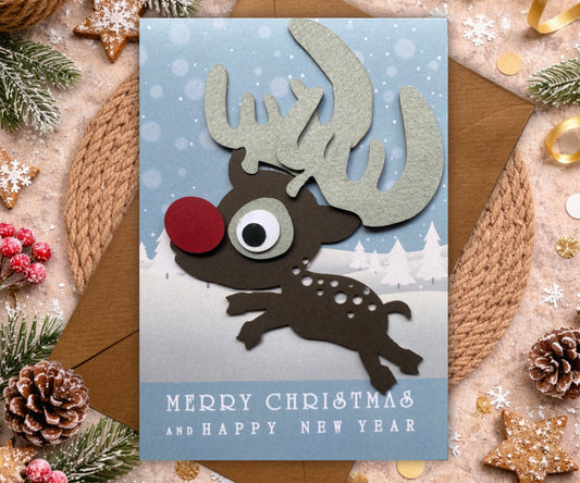 Reindeer Handmade Christmas Card |3D Keepsake Greeting Card