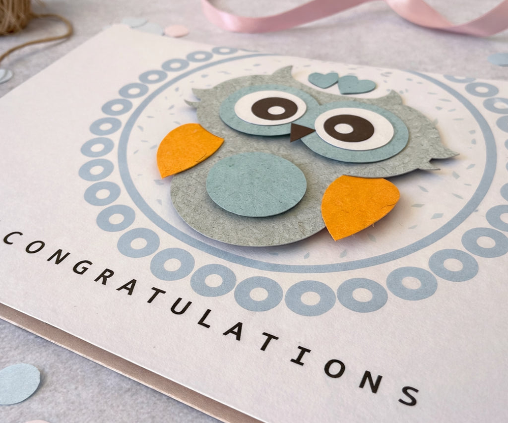Cute Owl Handmade Congratulations Card | 3D Keepsake Greeting Card